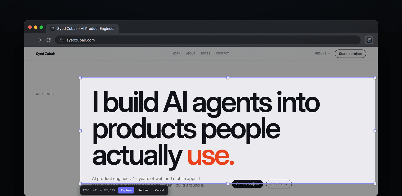 A precise, resizable selection over a web page